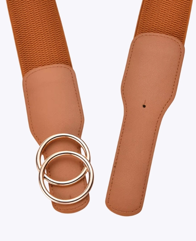 Cinturón de Vestido Elástico Mujer Marrón en Cuero "Madeleine"