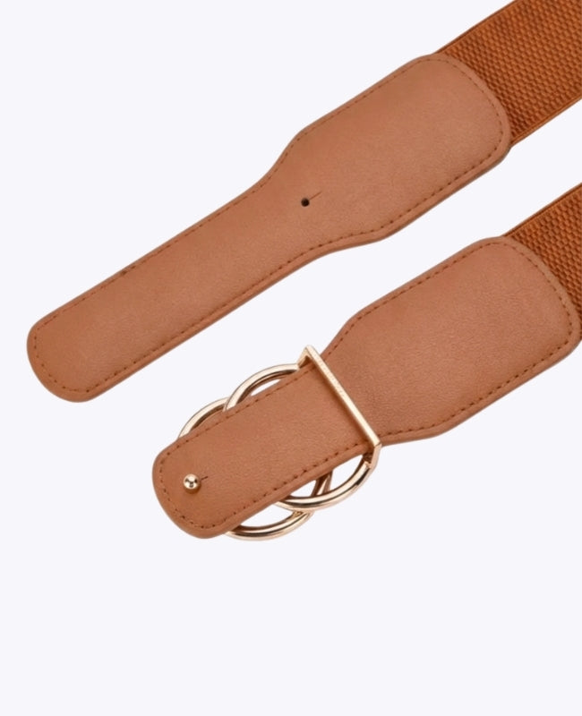 Cinturón de Vestido Elástico Mujer Marrón en Cuero "Madeleine"