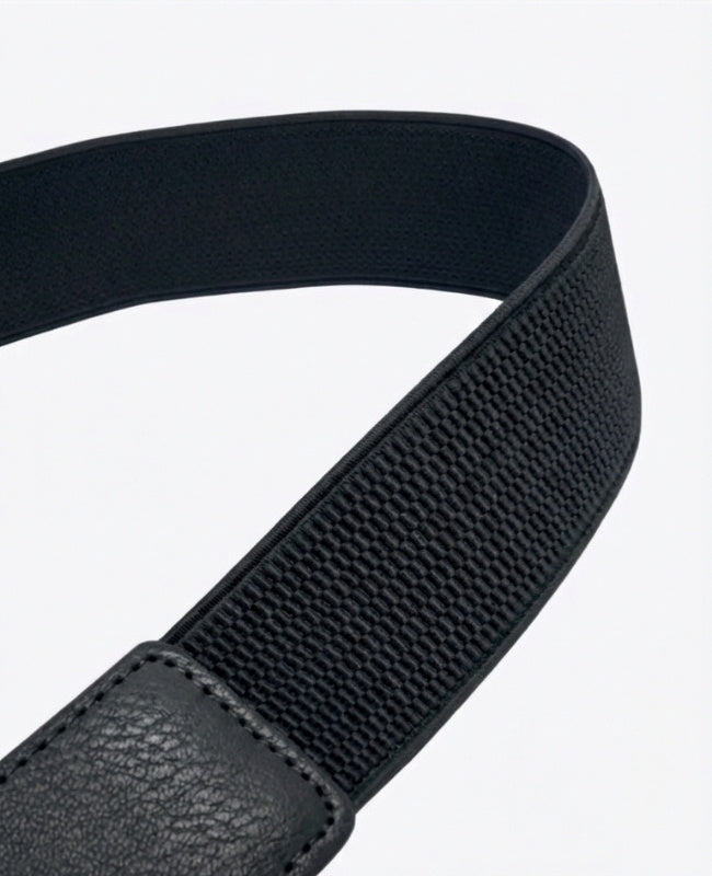 Cinturón de Vestido Elástico Mujer Negro en Cuero "Louise"