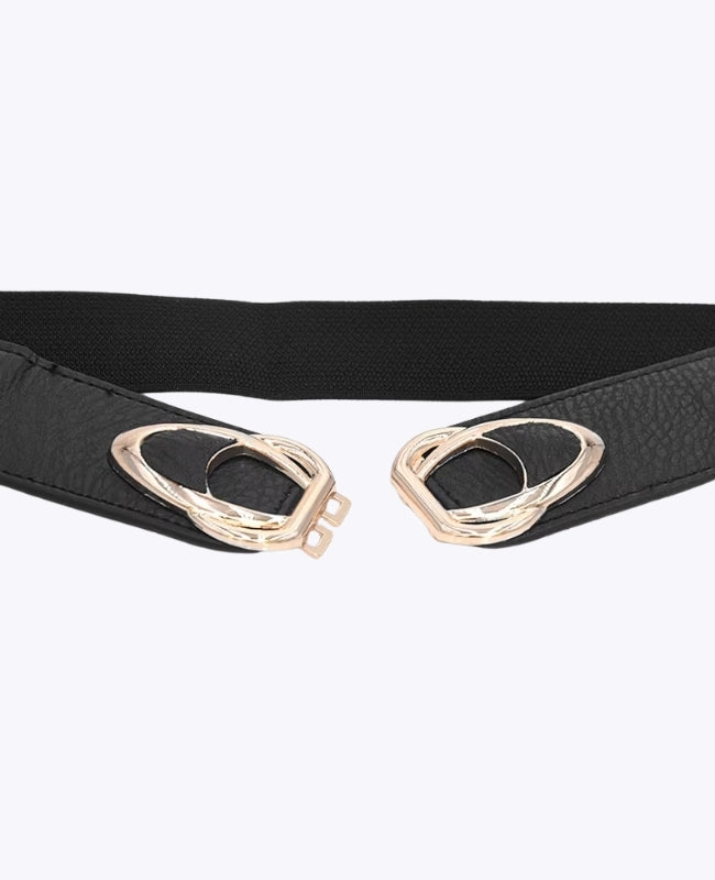 Cinturón de Vestido Elástico Mujer Negro en Cuero "Louise"
