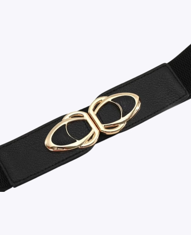 Cinturón de Vestido Elástico Mujer Negro en Cuero "Louise"
