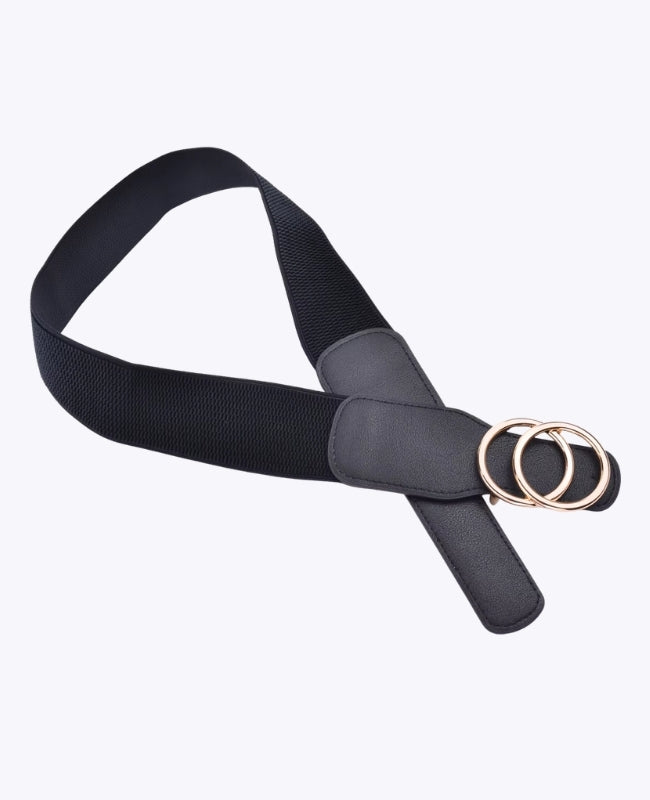 Cinturón de Vestido Elástico Mujer Negro en Cuero "Madeleine"