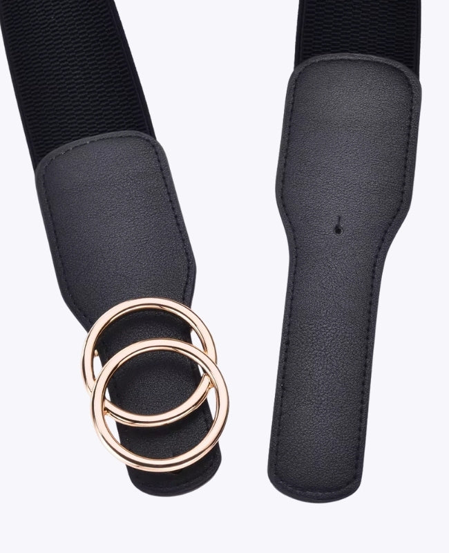 Cinturón de Vestido Elástico Mujer Negro en Cuero "Madeleine"