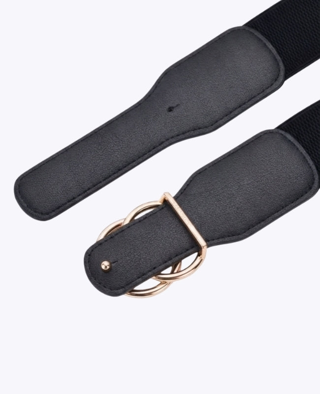 Cinturón de Vestido Elástico Mujer Negro en Cuero "Madeleine"