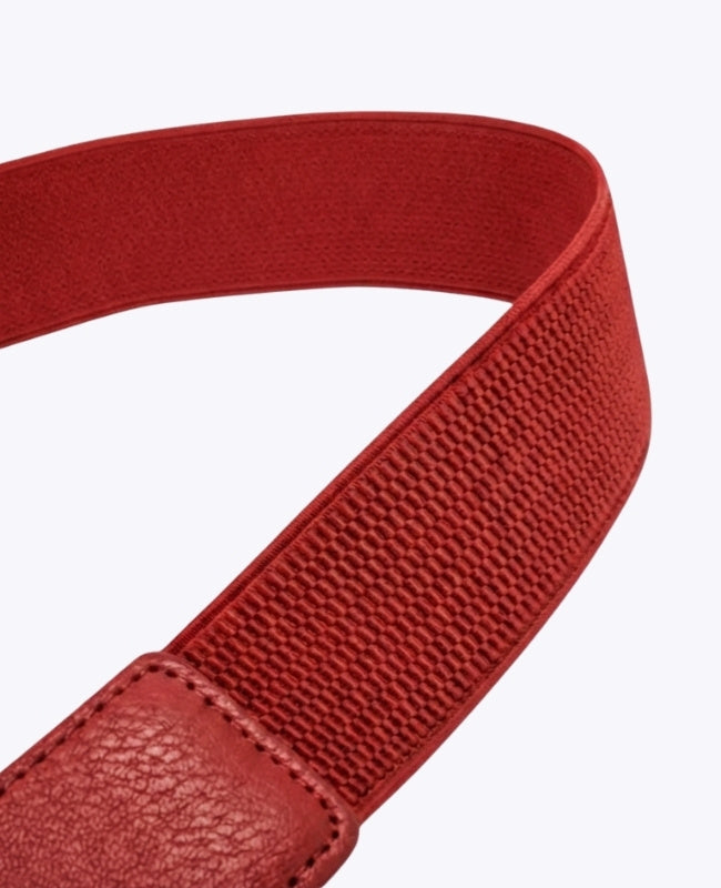 Cinturón de Vestido Elástico Mujer Rojo en Cuero "Louise"