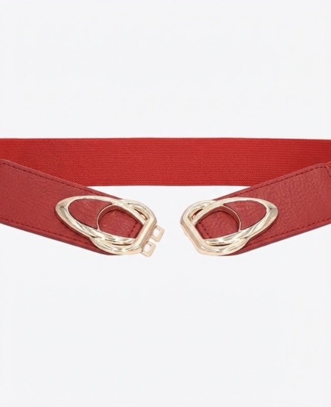 Cinturón de Vestido Elástico Mujer Rojo en Cuero "Louise"