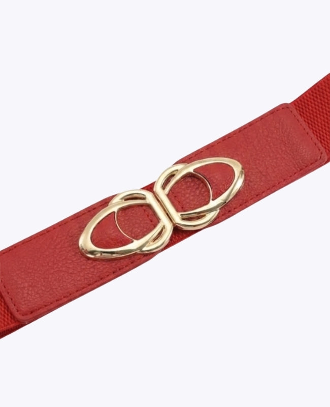 Cinturón de Vestido Elástico Mujer Rojo en Cuero "Louise"