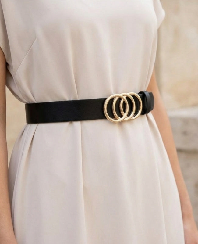 Cinturón de Vestido Mujer Negro en Cuero "Clémence"