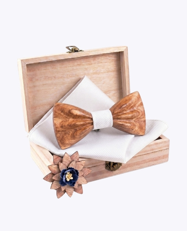Estuche Pajarita Blanco Hombre en Madera «Hippolyte»