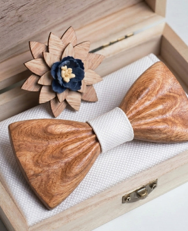 Estuche Pajarita Blanco Hombre en Madera «Hippolyte»
