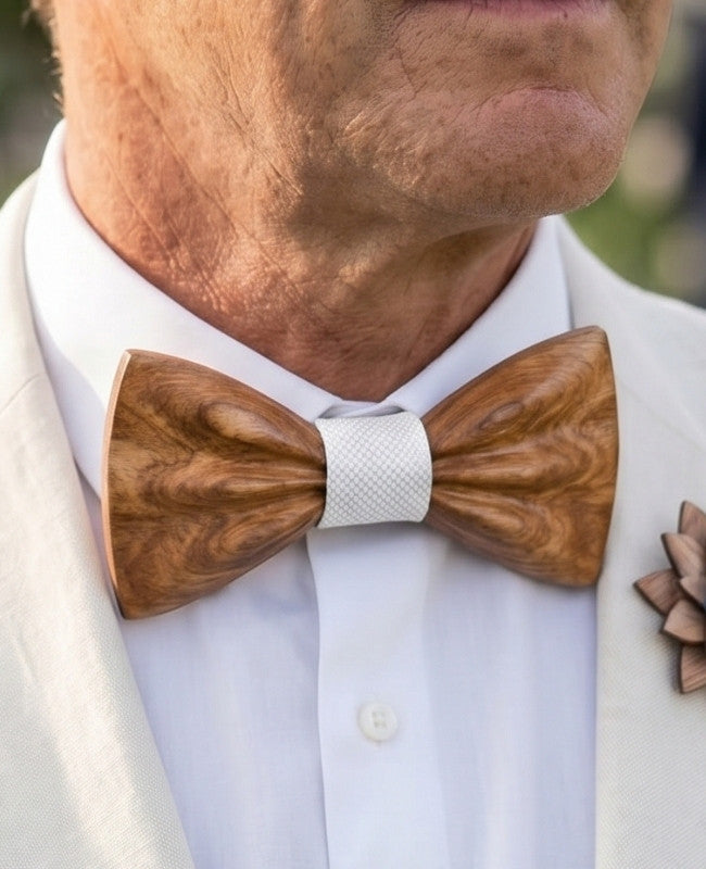 Estuche Pajarita Blanco Hombre en Madera «Hippolyte»