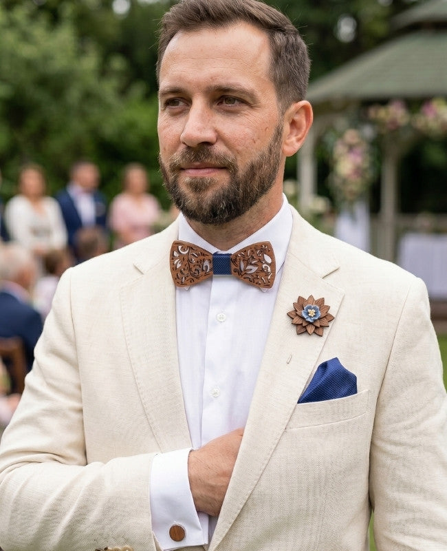 Estuche de Pajarita Azul de hombre en madera «Édouard»