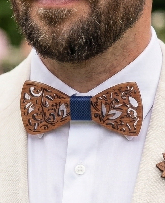 Estuche de Pajarita Azul de hombre en madera «Édouard»