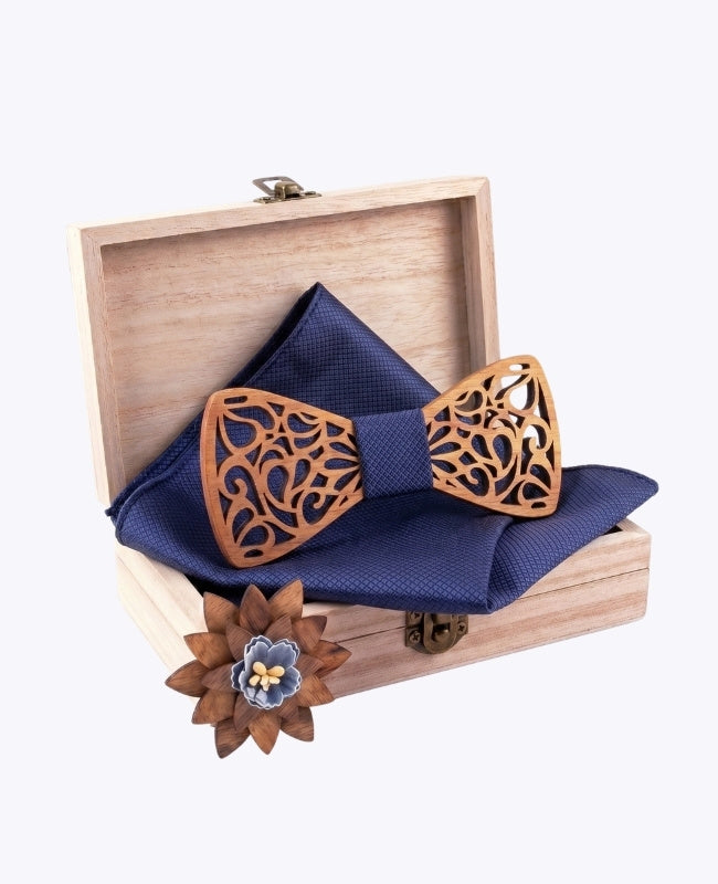 Cofre Pajarita Azul Hombre en Madera «Hercule»