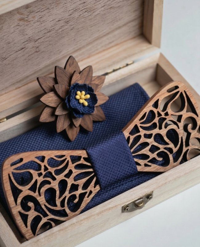 Cofre Pajarita Azul Hombre en Madera «Hercule»