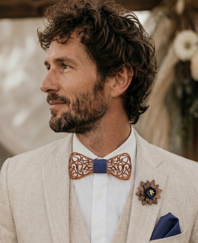 Cofre Pajarita Azul Hombre en Madera «Hercule»