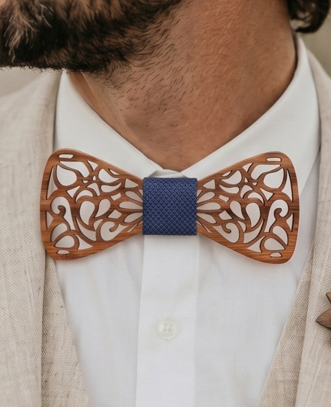 Cofre Pajarita Azul Hombre en Madera «Hercule»