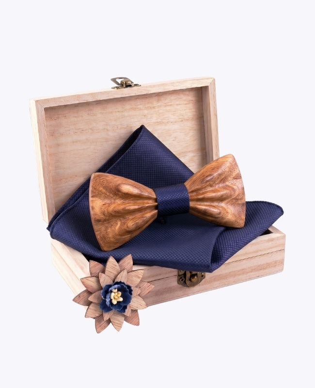 Estuche Pajarita Azul Hombre en Madera «Hippolyte»