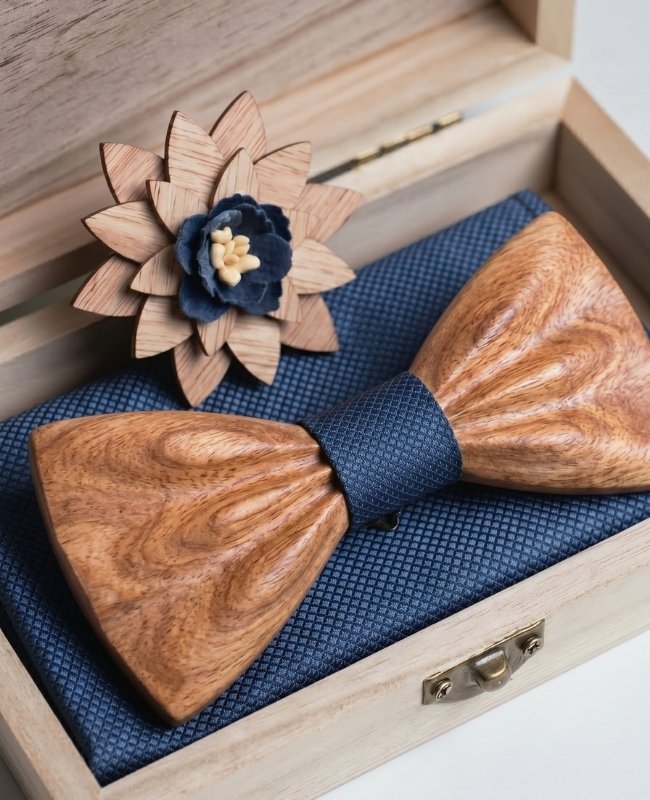 Estuche Pajarita Azul Hombre en Madera «Hippolyte»