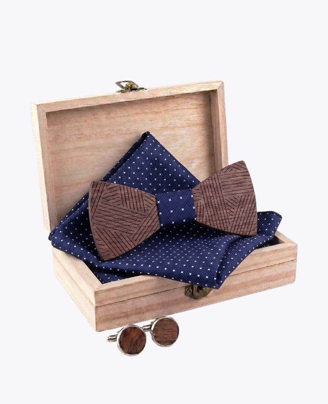 Estuche de Pajarita azul hombre en madera «Léandre»