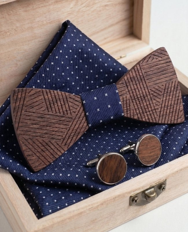 Estuche de Pajarita azul hombre en madera «Léandre»