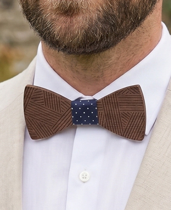 Estuche de Pajarita azul hombre en madera «Léandre»