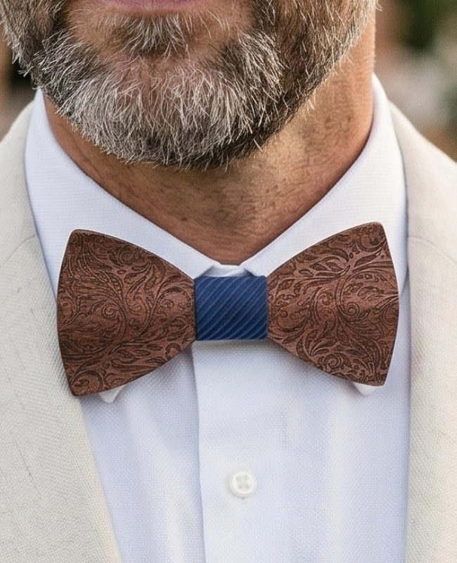 Estuche Pajarita azul hombre en madera «Virgile»