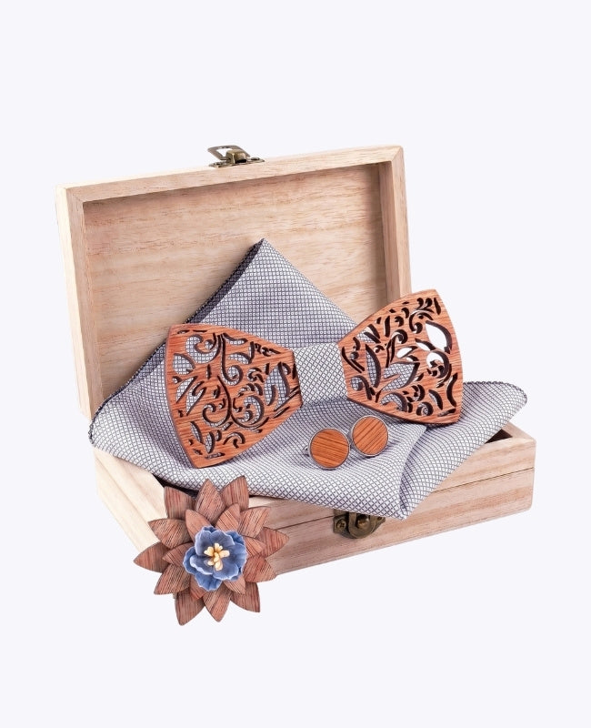 Estuche de Pajarita Gris de hombre en madera «Édouard»