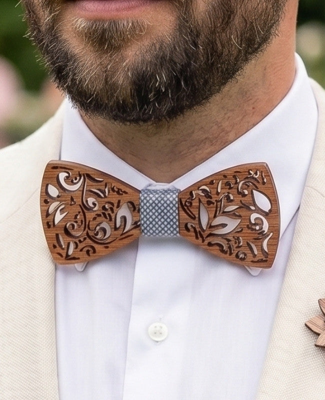Estuche de Pajarita Gris de hombre en madera «Édouard»