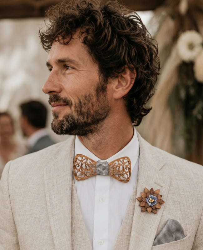 Cofre Pajarita Gris Hombre en Madera «Hercule»