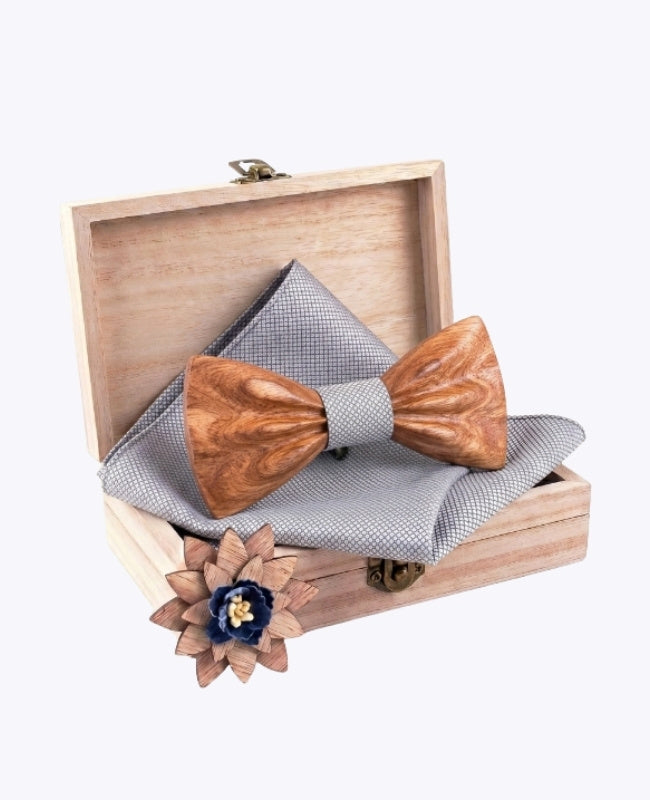 Estuche Pajarita Gris Hombre en Madera «Hippolyte»