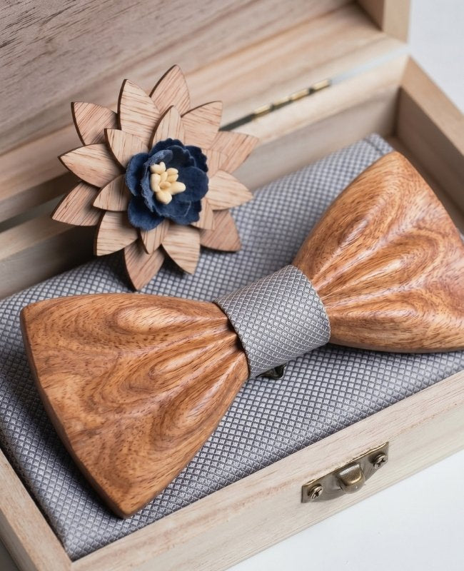 Estuche Pajarita Gris Hombre en Madera «Hippolyte»