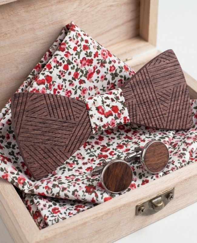 Estuche de Pajarita Liberty hombre en madera «Léandre»