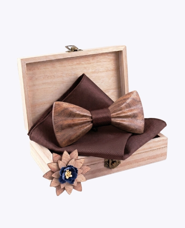 Estuche Pajarita Marrón Hombre en Madera Oscura «Hippolyte»