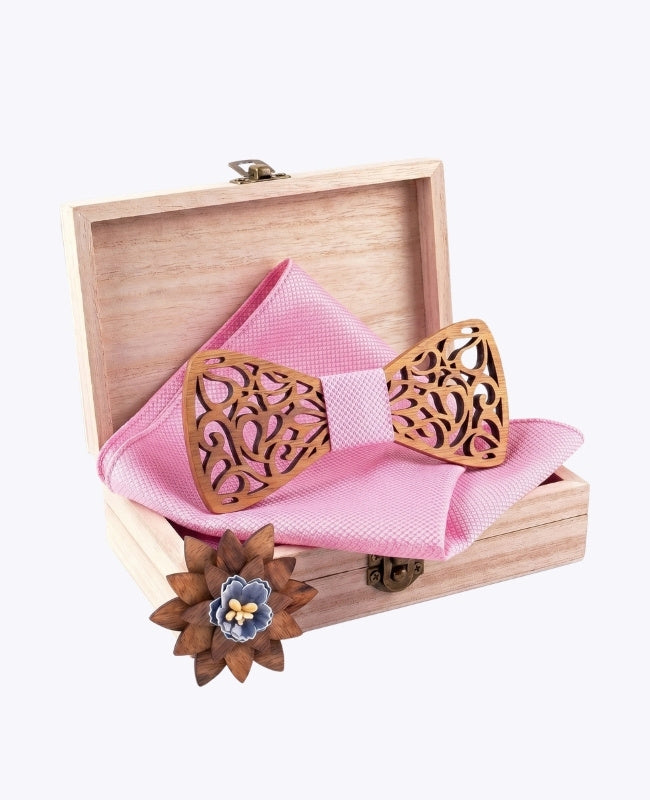 Cofre Pajarita Rosa Hombre en Madera «Hercule»