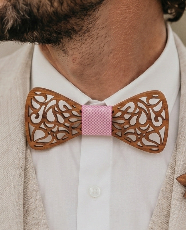 Cofre Pajarita Rosa Hombre en Madera «Hercule»