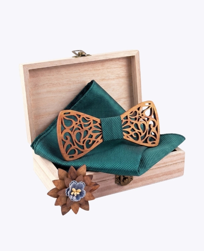 Caja de Regalo Pajarita Verde Hombre en Madera «Hercule»