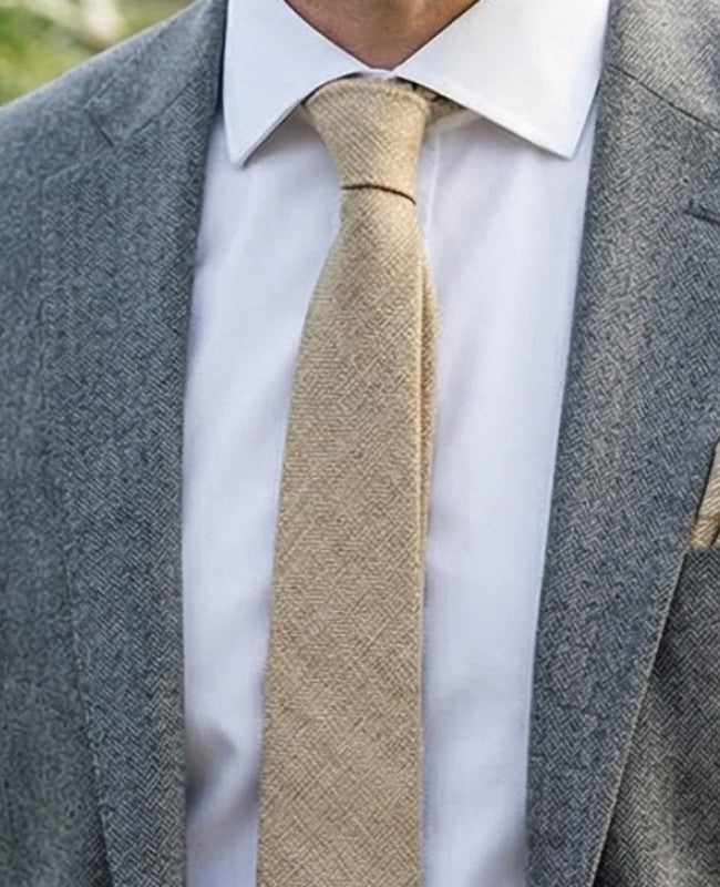 Corbata Beige n°1 Hombre en Lino «Basile»