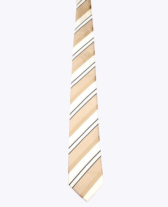 Corbata Beige n°1 De Rayas Hombre en Poliéster «Edmond»