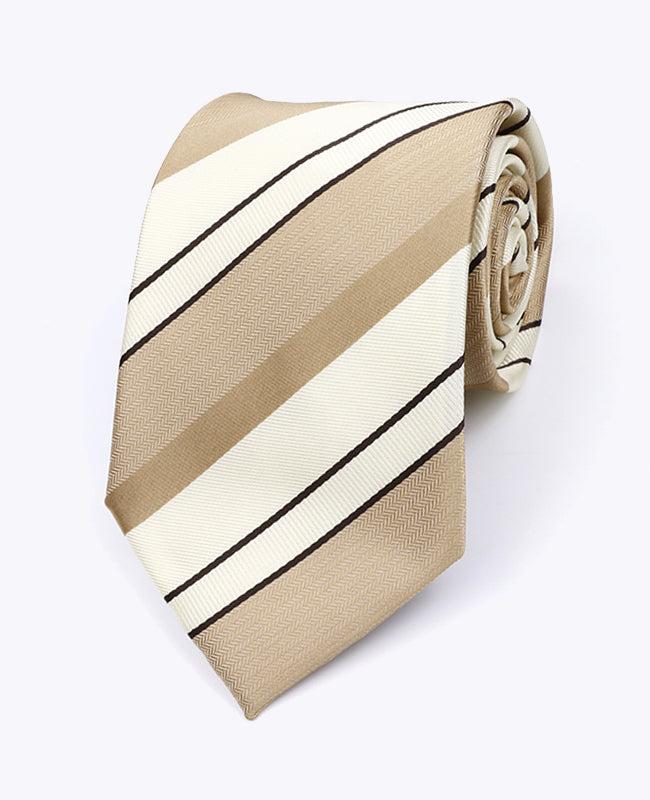 Corbata Beige n°1 De Rayas Hombre en Poliéster «Edmond»