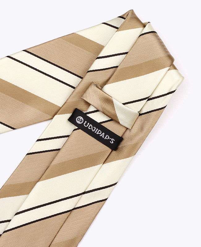 Corbata Beige n°1 De Rayas Hombre en Poliéster «Edmond»