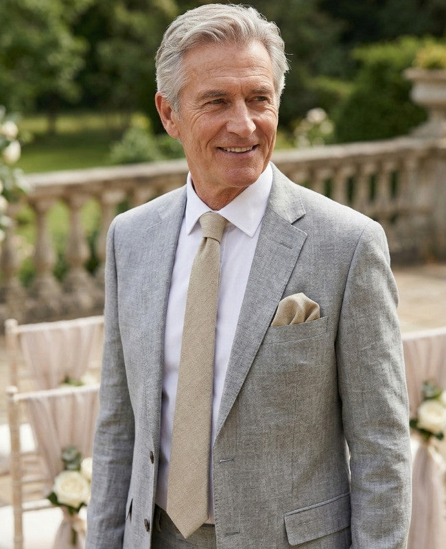 Corbata Beige n°2 Hombre en Lino «Basile»