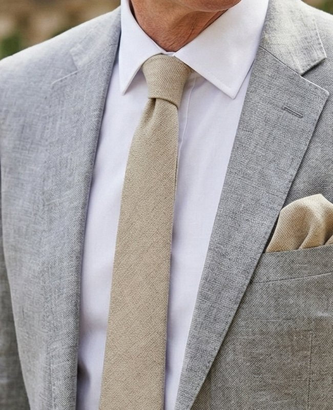 Corbata Beige n°2 Hombre en Lino «Basile»
