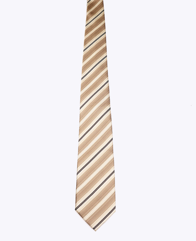 Corbata Beige n°2 De Rayas Hombre en Poliéster «Edmond»