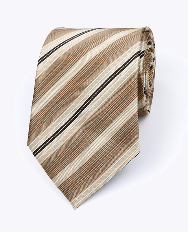 Corbata Beige n°2 De Rayas Hombre en Poliéster «Edmond»