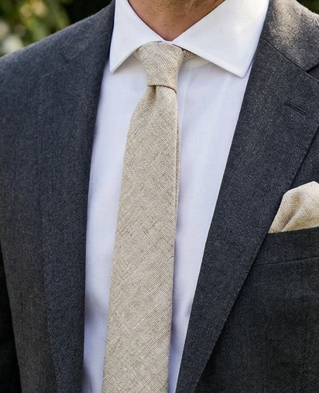 Corbata Beige Hombre en Algodón «Edgard»