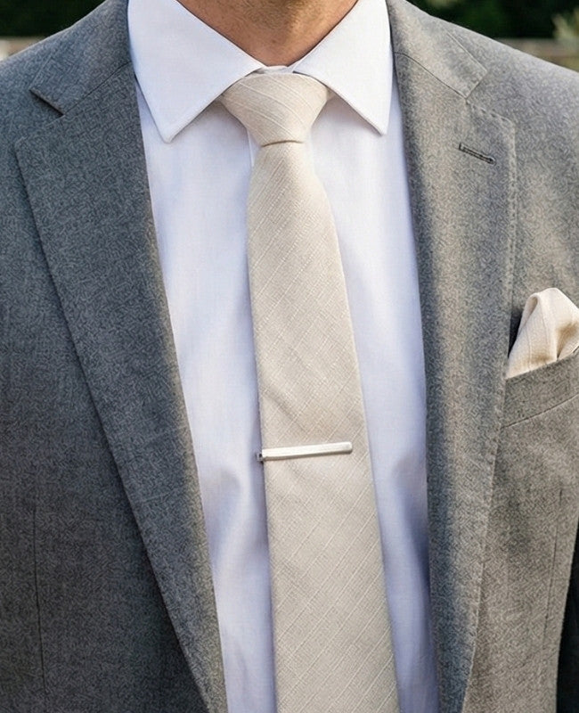Corbata Beige n°1 Hombre en Algodón «Oscar»