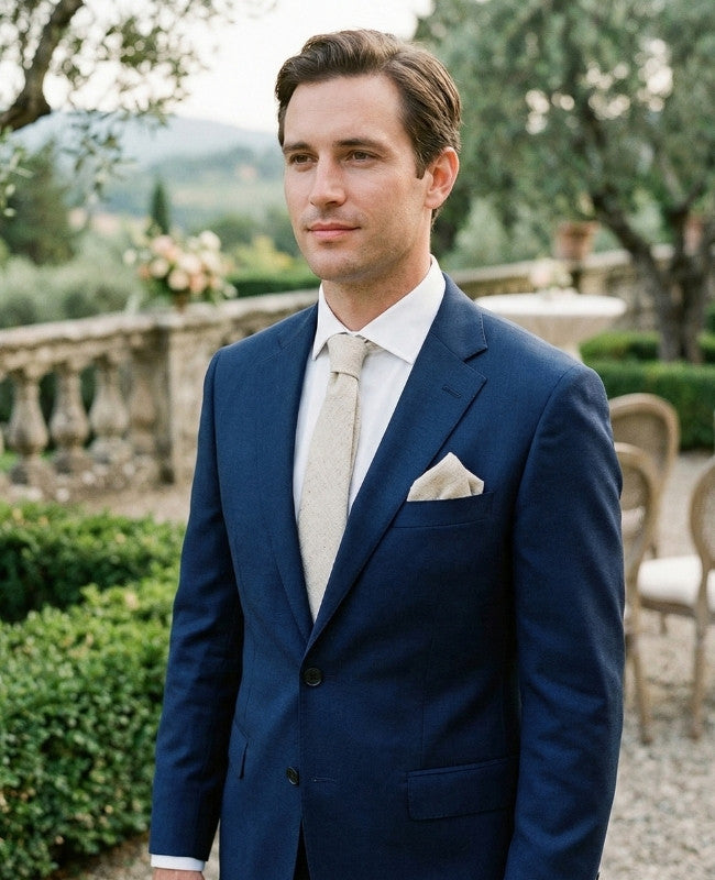 Corbata Blanco n°2 Hombre en Lino «Basile»
