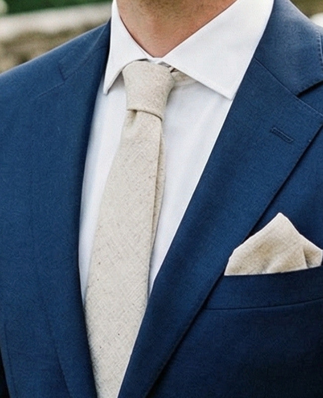 Corbata Blanco n°2 Hombre en Lino «Basile»