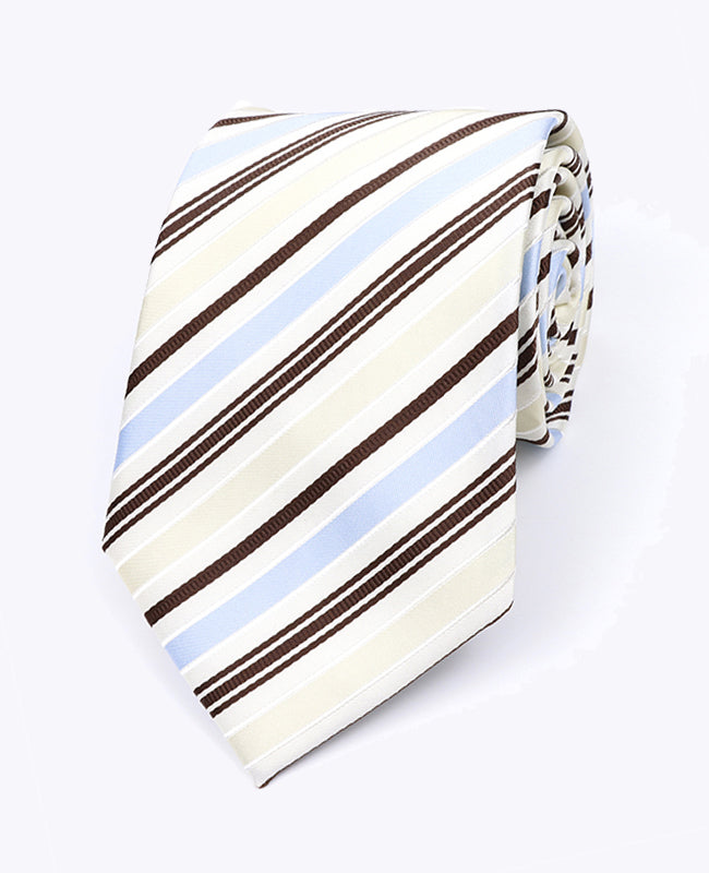 Corbata Blanco De Rayas Hombre en Poliéster «Edmond»
